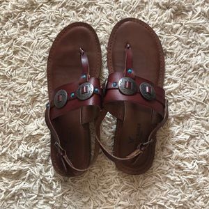 Cute brown and turquoise sandals